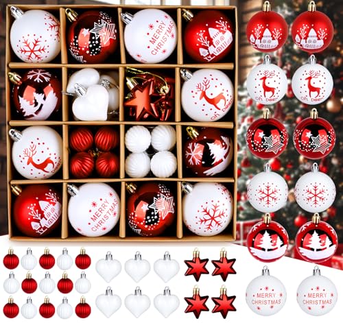 HOUISM Weihnachtskugeln mit Gemälde & Funkelndem als Traditionelles...
