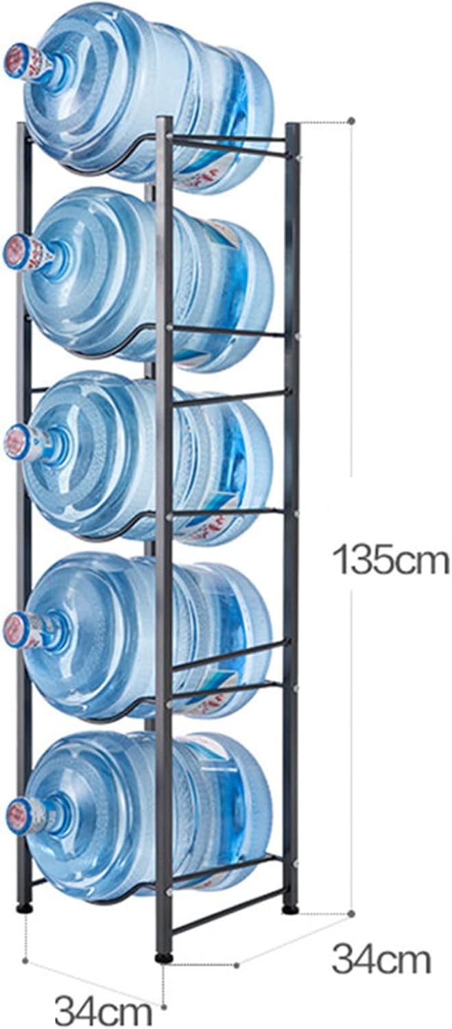 5 Gallon Water Cooler Jug Rack Water Buckets Organizer, Heavy Duty Carbon Steel Water Jug Holder, Save Space Water Bottle Holder Dispenser Stand, Jug Storage System for O（34×34×135CM）