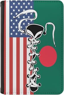 Passport Cover Case for Travel Vintage America Bangladesh Bangladeshi Flag Pattern PU Leather Slim Wallet Holder Protector with Card Slots for Women Men Family Gifts