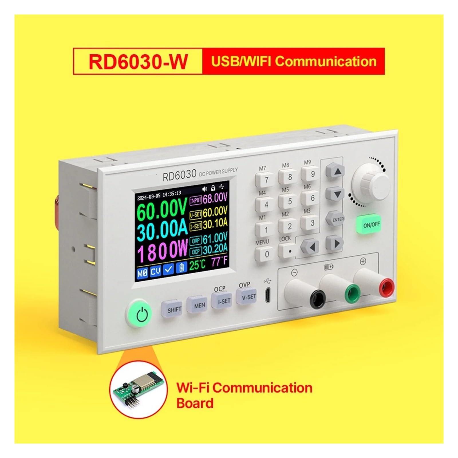 RD6030 60 V 30 A DC-Gleichspannung Step-down stabilisiertes Labor-Stromversorgungsmodul Buck Einstellbarer Konverter Batterieladung(RD6030W)