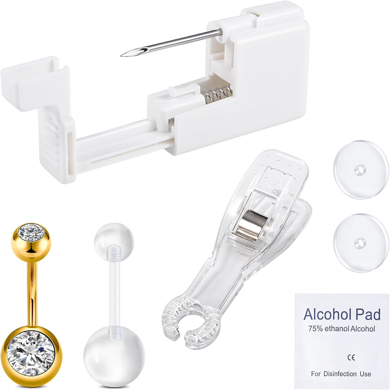 QWALIT Belly Button Piercing Kit - Gold Belly Piercing Gun