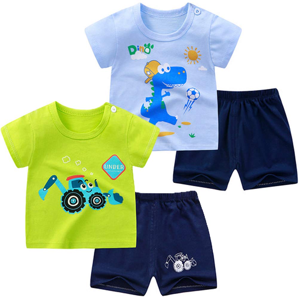 Kleinkind Jungen Kurzarm T-Shirts und Shorts Set Dinosaurier Tee Shirts für Alter 1-6 Jahre