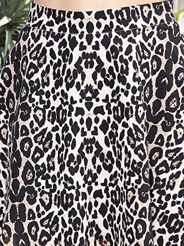 Image of Sera Women's Floral Print Black Viscose Rayon A-Line Casual Mini Skirt