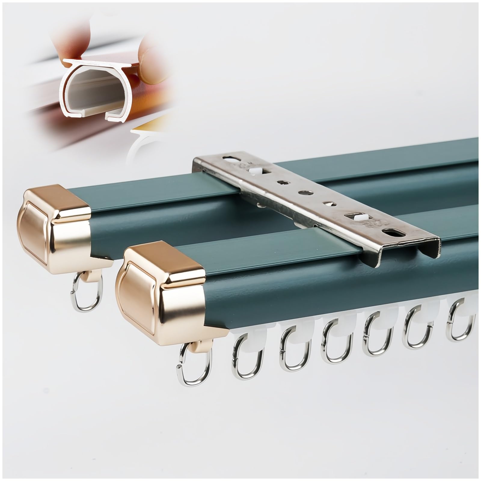 swish curtain track, Double Curtain Track for Bay Windows Room Divider Rail with Mute Rollers Heavy Duty Ceiling for Curtains Red 1.9m/6.23FT, .25m(Blue,6m/19.7FT(4 * 1.5m))