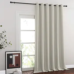 NICETOWN Blackout Room Divider Curtains for Sliding Glass Doors 102 Inches Long 1 Panel, Extra Wide Curtains for Doorway Patio Bedroom Living Room (Natural, 80Wx102L, 1 Panel)