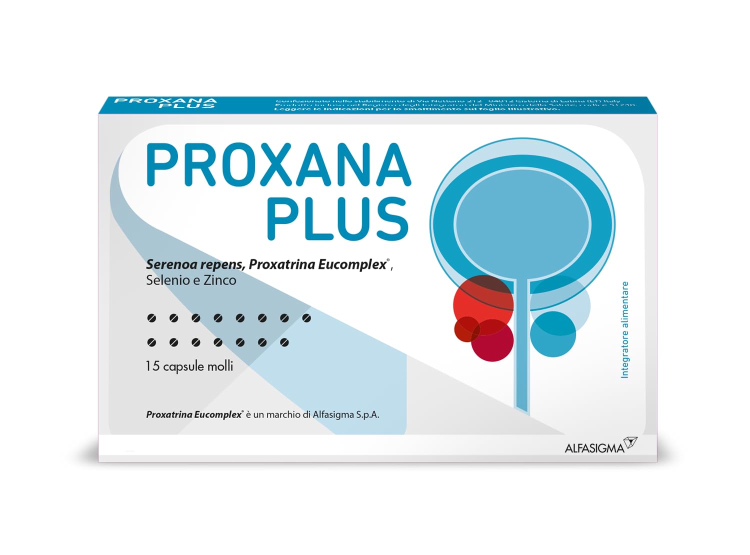 Proxana Plus, Integratore a Base di Serenoa Repens, Licopene, Epigallocatechin Gallato, Acido Ellagico, Selenio e Zinco, Svolge Effetti Favorevoli sulle Funzioni della Prostata, 15 Capsule Molli