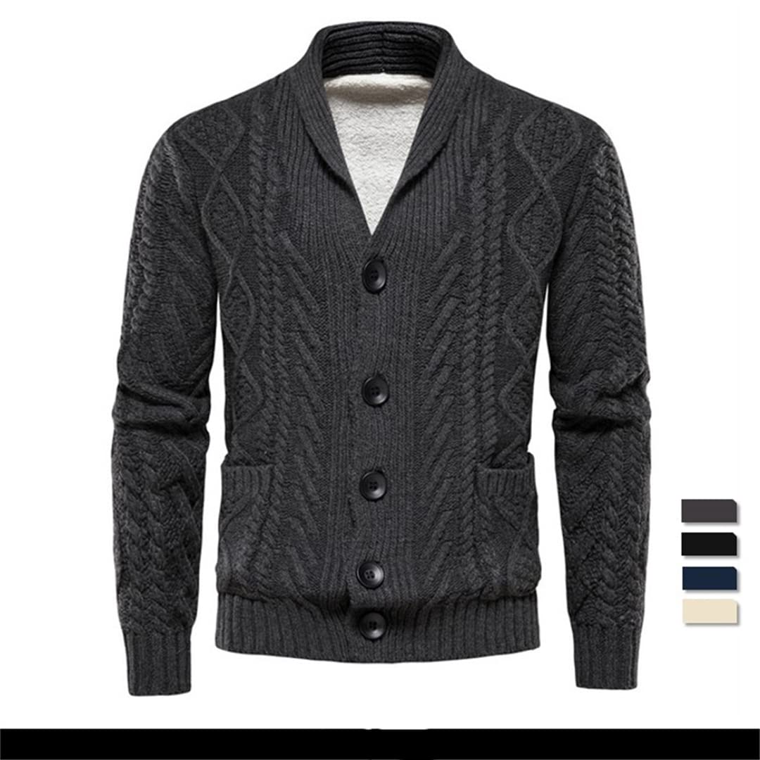 Vogrtcc Cárdigans de lana de los hombres de color sólido de un solo pecho casual de manga larga suéter de punto suéteres de moda de invierno