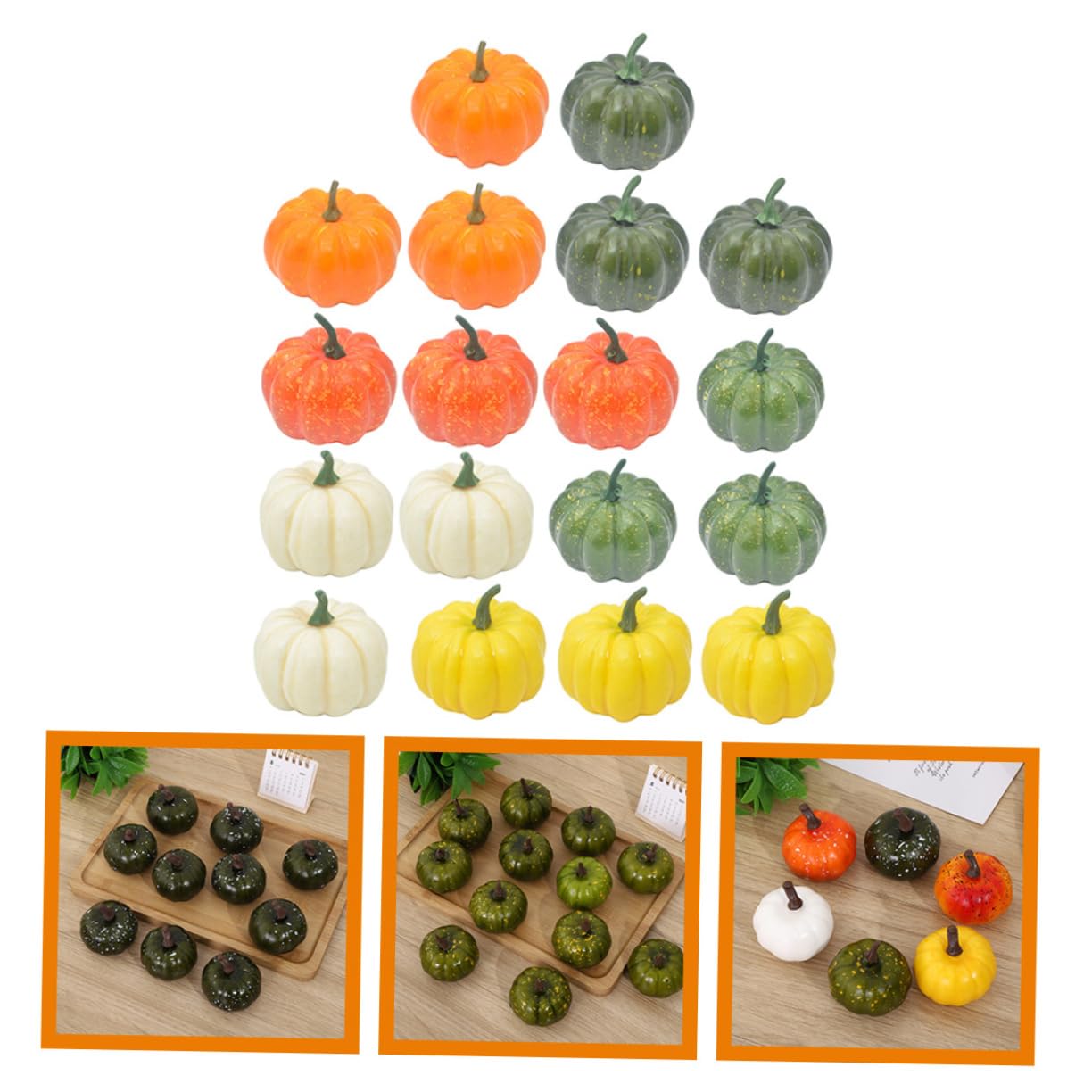 18 Stück Teiliges Künstlicher Kürbisse für Halloween Dekoration für Fotorequisiten Tischdekoration und DIY Projekte Leicht und Bruchsicher