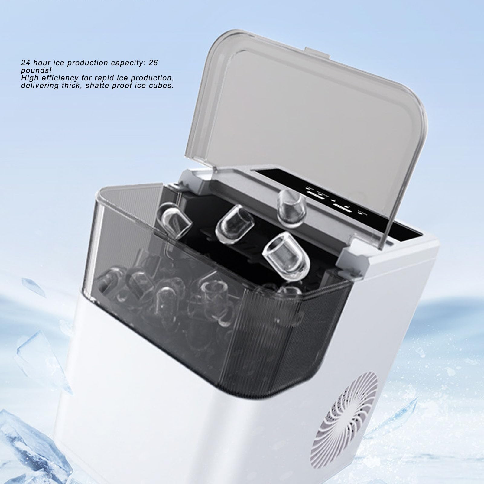 Cryfokt Automatic Ice Maker, 26 Lb 24h Countertop Ice Machine With 2 Cube Sizes And Self, Food Grade Stainless Steel Mold, For Home Office Kitchen RV on Fridge.com - View 5