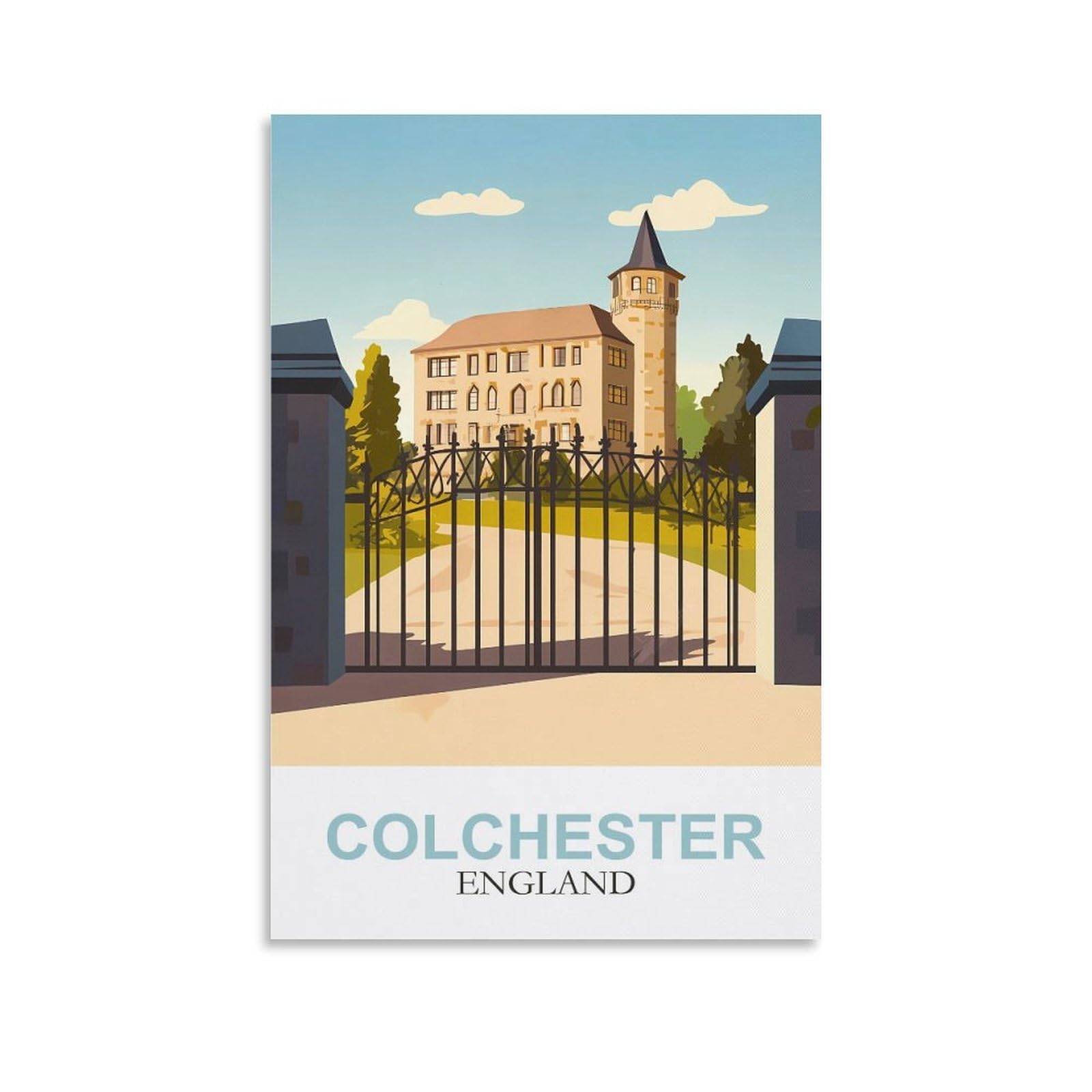 YMQWJYLW Colchester England Vintage Travel Poster 20x30inch(50x75cm) Canvas Printing Home Decor Wall Art Prints