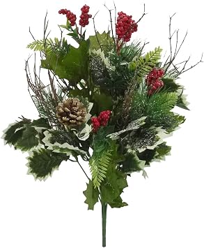 Admired by Nature Artificial Winter Spray Pinecone Berry Seasonal and Holiday Decoration, ABN4B007-FROS, White