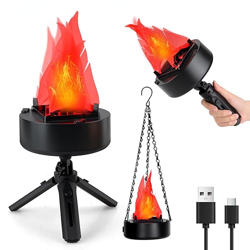 Bestview 3D Fake Fire USB Rechargeable Fake Campfire,Portable LED Effect