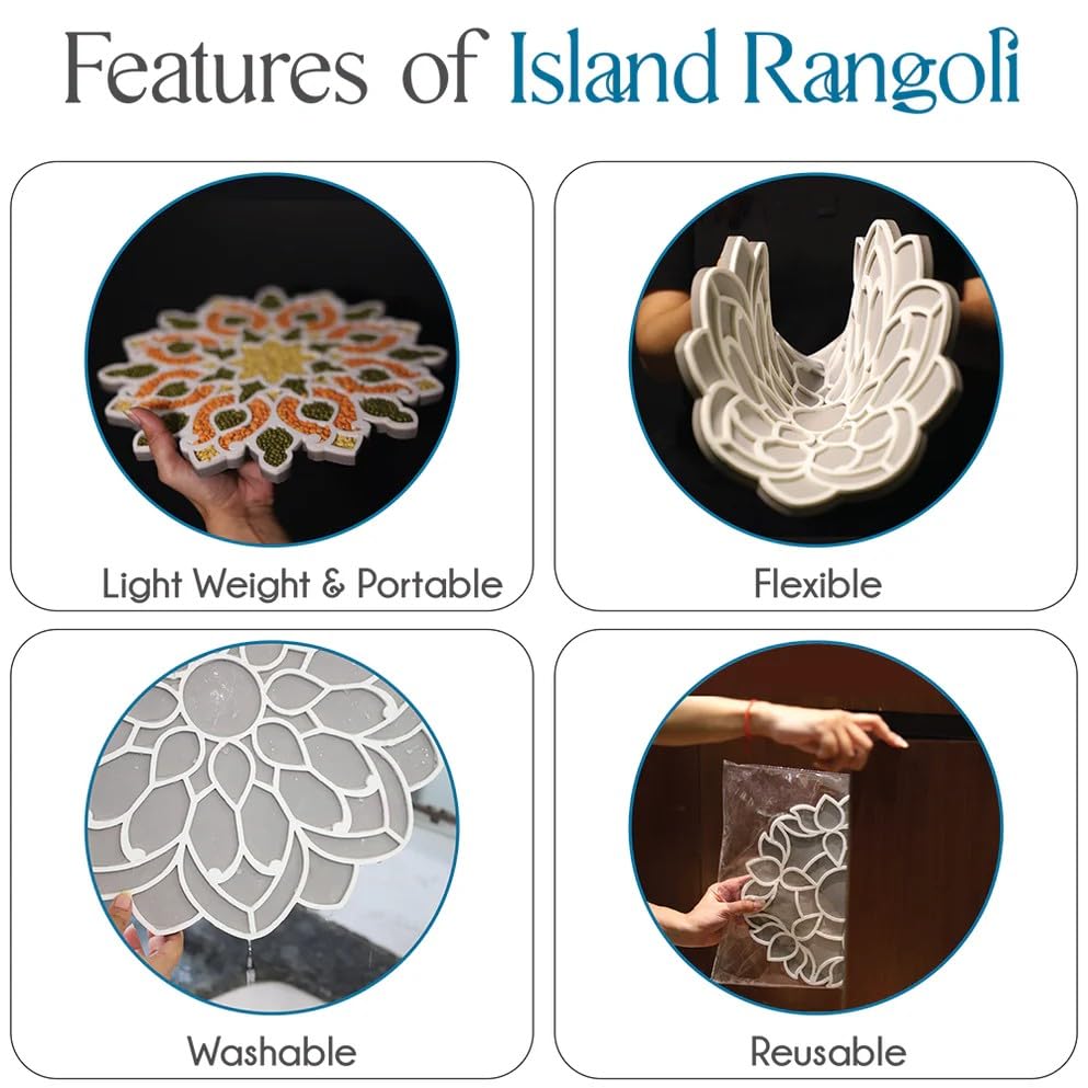 Decodesk Island Rangoli Chakra Design (16 '') | for Diwali décor | Festive décor | Floor Art | Floating Rangoli | (16 inches) 1
