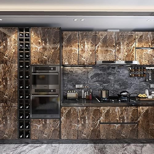 Image of HOME13 Marble Wallpaper Peel & Stick Contact Paper Self Adhesive Decorative Removable Waterproof Wallpaper for Kitchen Cabinet and Furniture Countertops (24 X 200 INCH, Light Brown Marble)