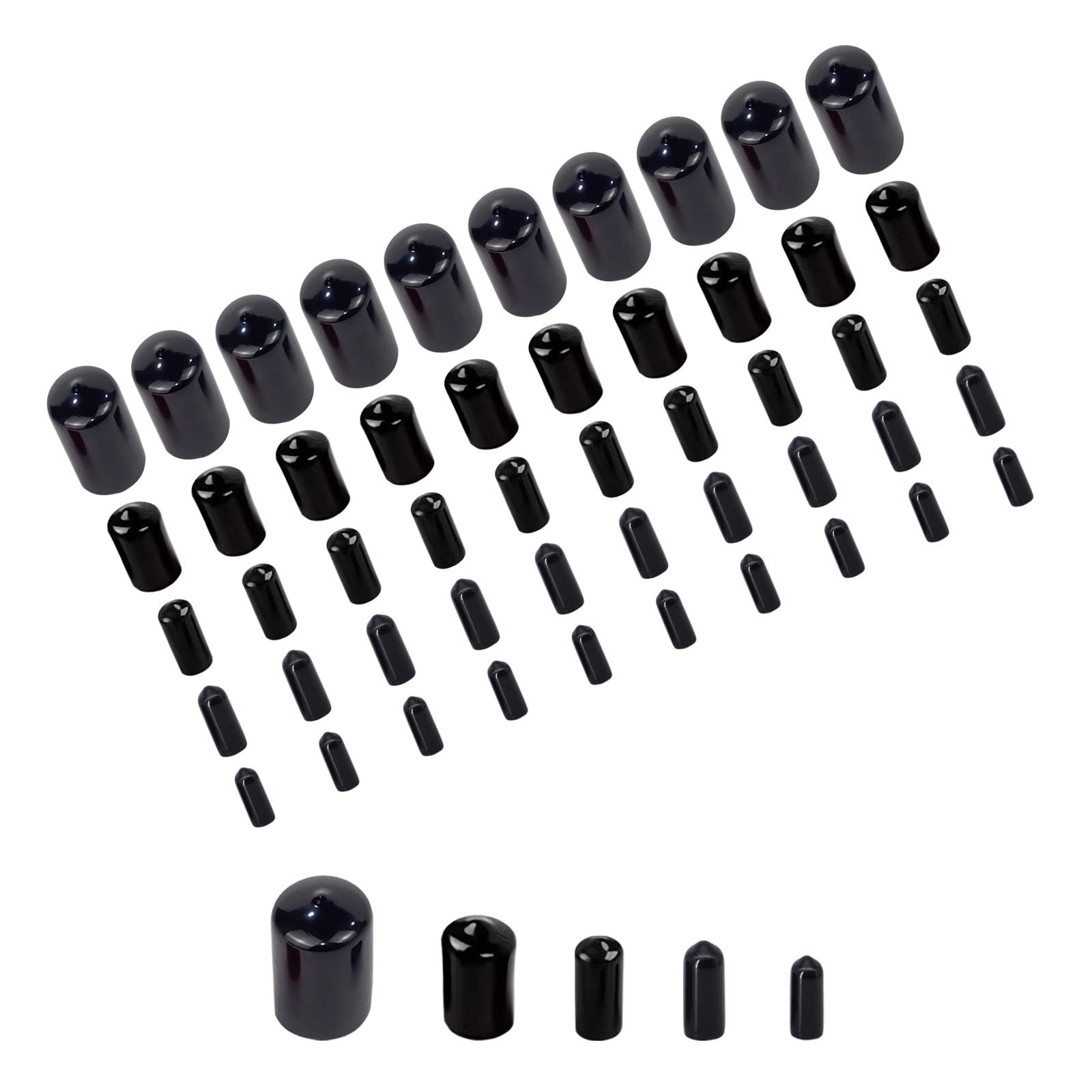 20 PCS Round Rubber End Caps - 20mm ID Vinyl Screw Thread Protectors Black