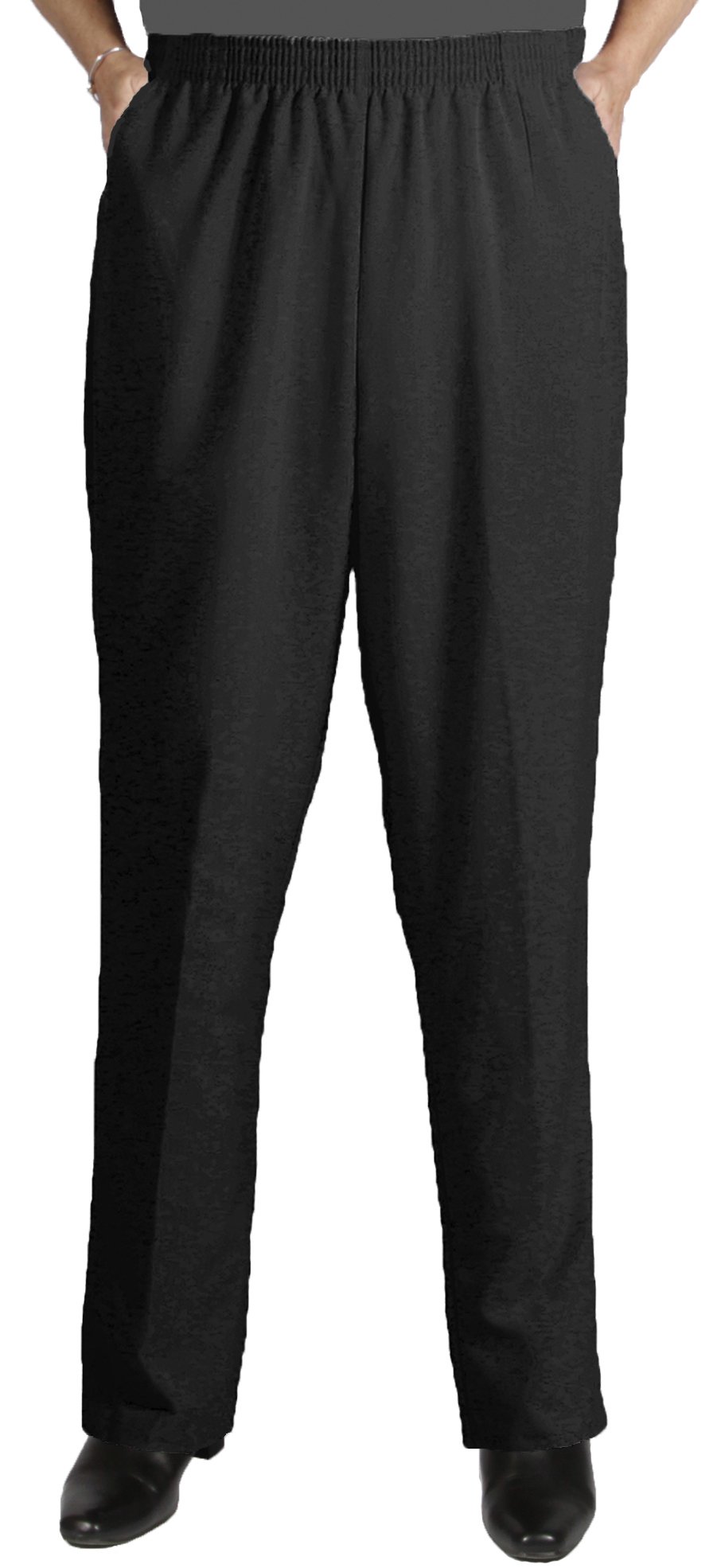 Viviana Womens Plus Size Elastic Waist Pull-On Shaped Fit Dress Pants with Pockets - Black - 26WP