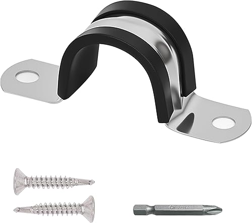 Miniatura 9 de Abrazaderas de tubo de 1-1/2 pulgadas (Φ38MM) - Acero inoxidable 304 y forro de goma, paquete de 10