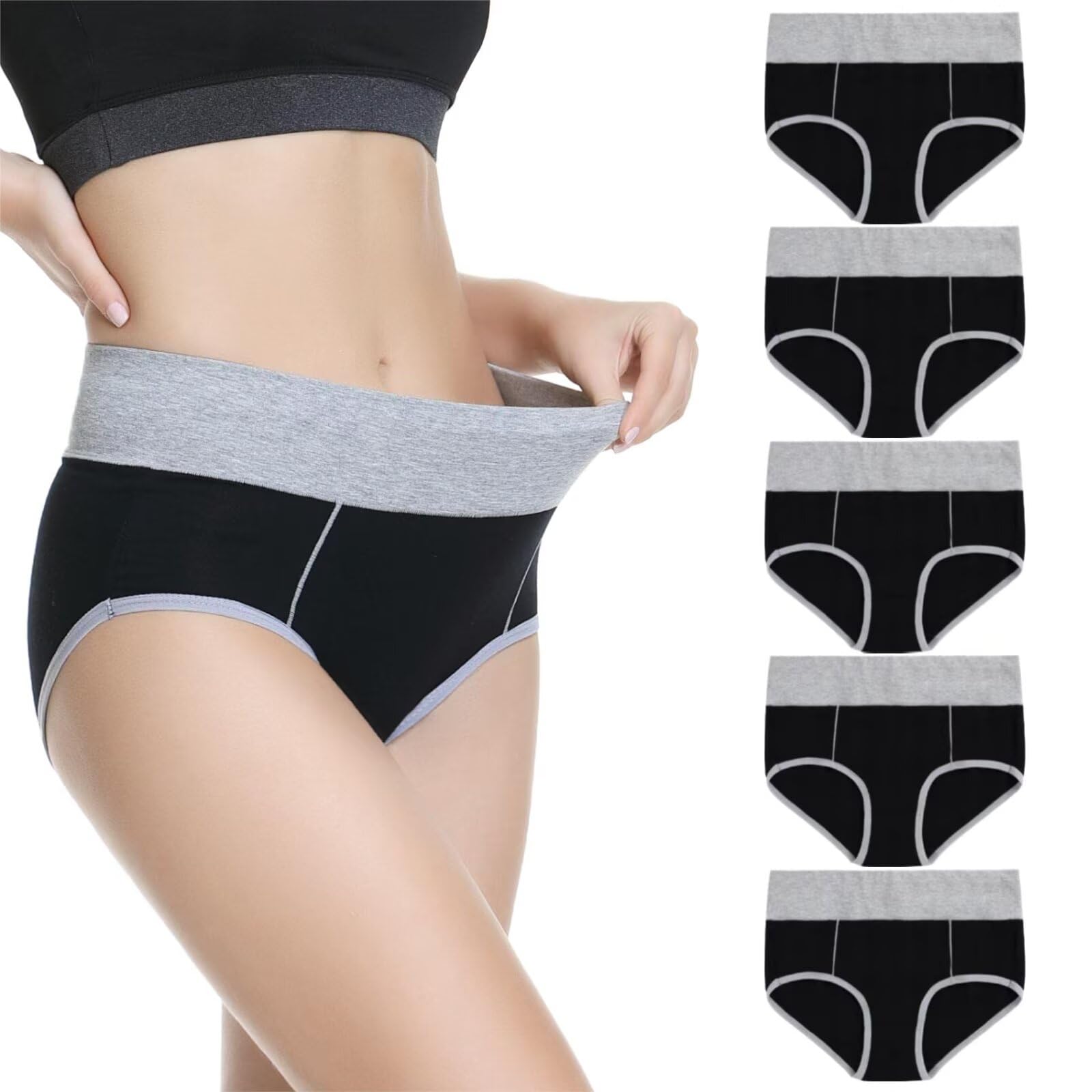 Underwear Women High Waisted Knickers for Women 5 Pack Ladies Full Briefs Soft Cotton Pants No Itchy Labels — view 9