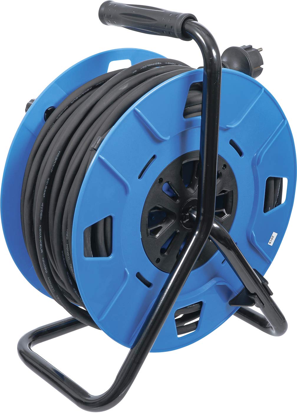 BGS 3378 | Enrollador de cable | 50 m | 3 x 1,5 mm² | 4 tomas con tapas de cierre | IP 44 | 3500 W | 4 enchufes con tapa de cierre | tipo de cable H05RR-F | Goma | Interruptor térmico | 230 V | Versión de contacto