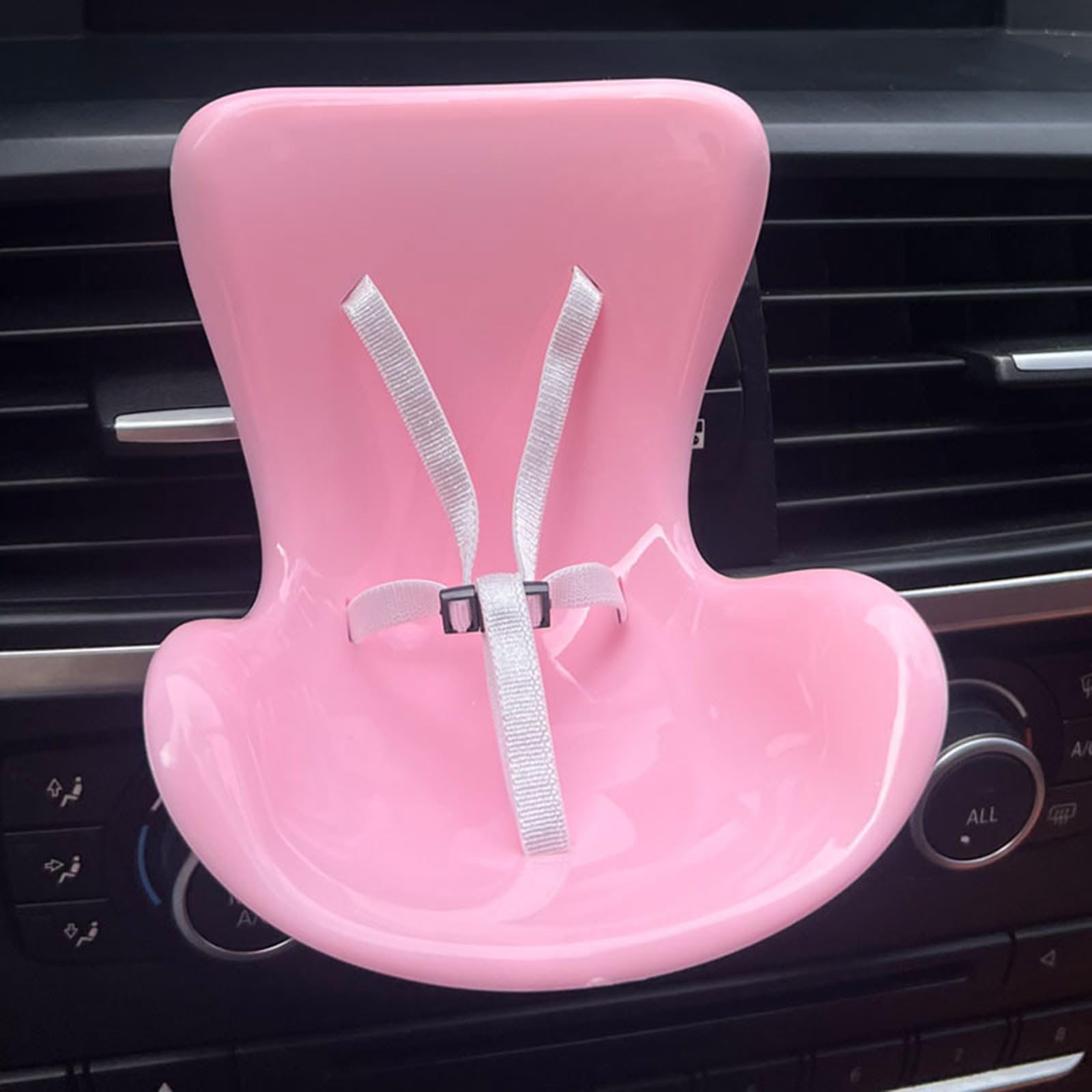 Doll Car Seat for 17cm Dolls Pink Doll Accessories with Air Vent Clip and Desktop Stand, Non-Slip Air Vent Clip & Desk Stand, Fun Gift for Blind Box