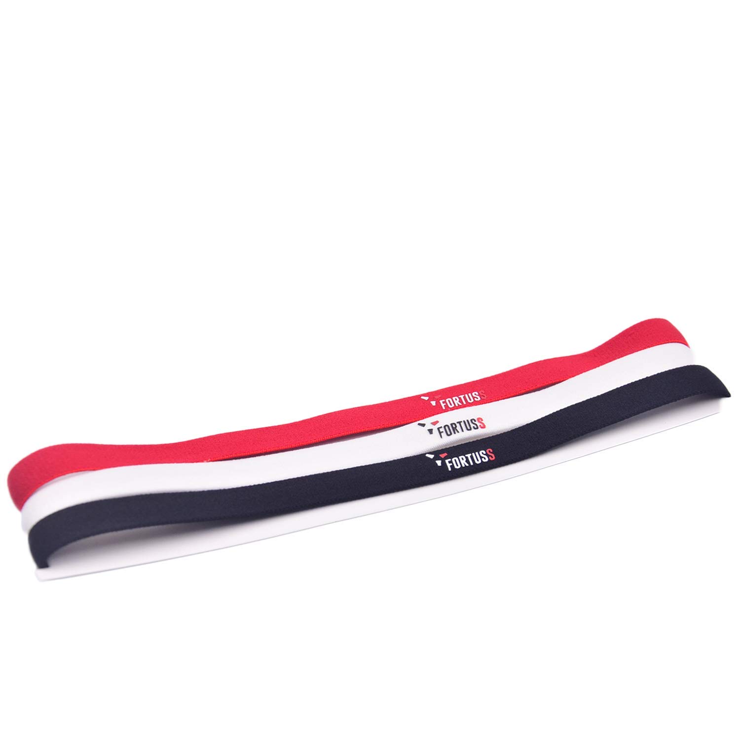 Fortuss Sports Headbands - 3 Colors Pack Thin Hair Bands for Women Men – Mini Elastic Head Bands with Non Slip Silicone Grip – Slim Sweatbands for Running, Yoga, Pilates, Fitness, CrossFit Workouts