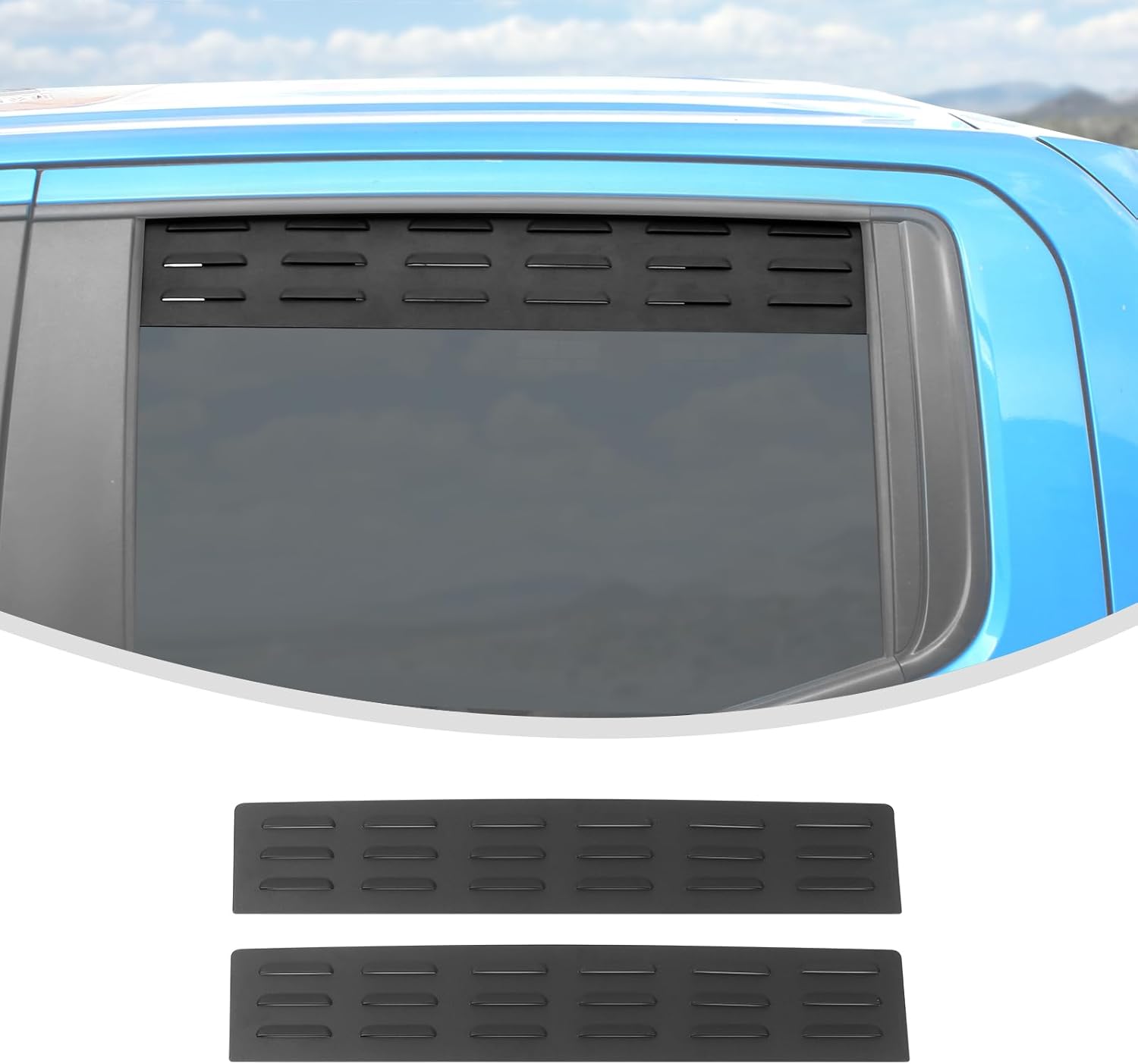 Linskip Aluminum Rear Window Vent Shades Compatible with 2019-2026+ Chevy Silverado & GMC Sierra 1500 2500HD 3500HD Crew Cab, Louvered Rain Deflectors for Rear Door Windows, Exterior Accessories