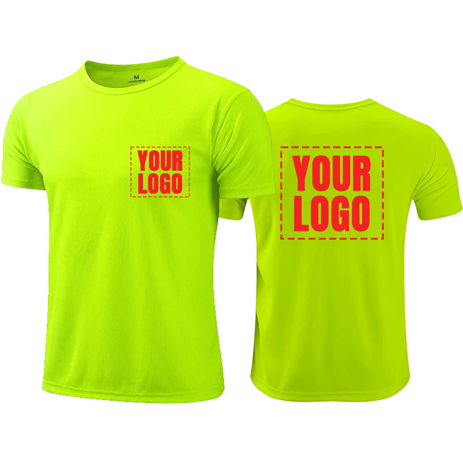 Men’s Neon T-Shirts Custom Logo Dry Fit Short Sleeve Tshirts Sun Protection Work Shirts Athletic Construction Outdoor Activewear Rash Guard for Men and Women Green