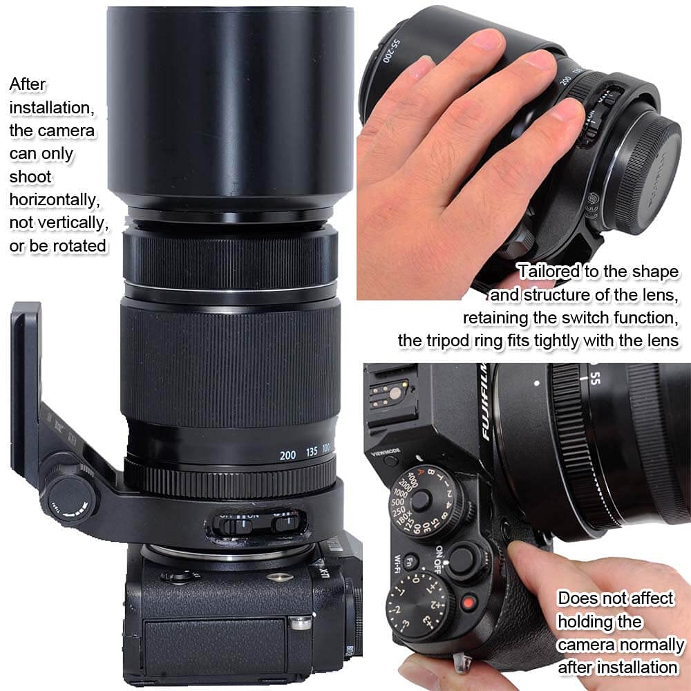 iShoot Bague de montage pour trépied compatible avec Fujifilm XF 55-200 mm f/3.5-4.8 R LM OIS & Fuji XF 70-300 f/4-5.6 R LM OIS WR, support d'objectif avec plaque à dégagement rapide Arca-Swiss Fit