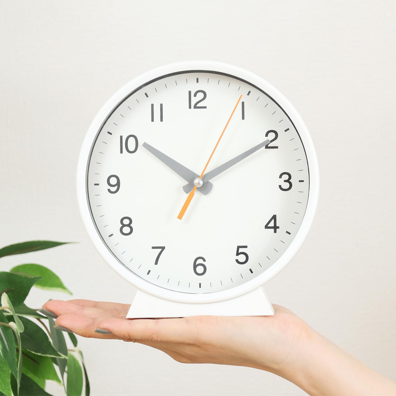 不二貿易(Fujiboeki) Fuji Boeki 29868 Table Clock, Wall Clock, Dual Use, Width 6.4 x Depth 1.7 x Height 6.7 inches (16.2 x 4.3 x 17.1 cm), White, 2-Way Sweep Movement, Silent, Simple, Elf