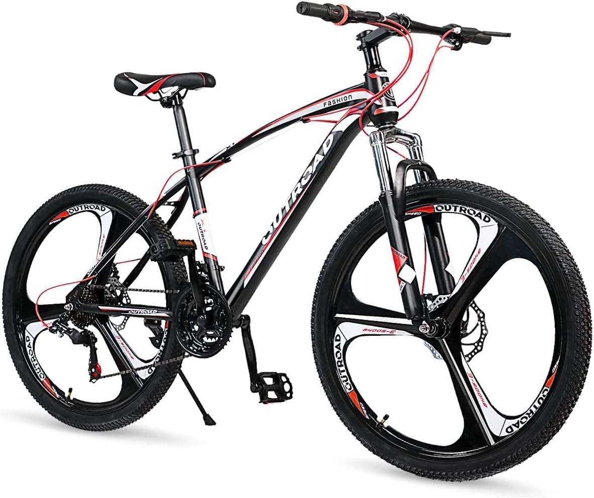 26" Mountain Bike, 7-Speed Lightweight High-Carbon Steel Frame, V Brakes & Front Suspension - Adjustable Ergonomic Seat for Men & Women(Quick Assembly, Multiple Colors)