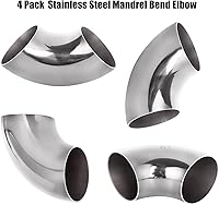 Vista 5 de Paquete de 4 codos curvados de mandril de acero inoxidable 304, tubo de codo de escape de 90 grados, codo de mandril de 2.5 pulgadas de diámetro