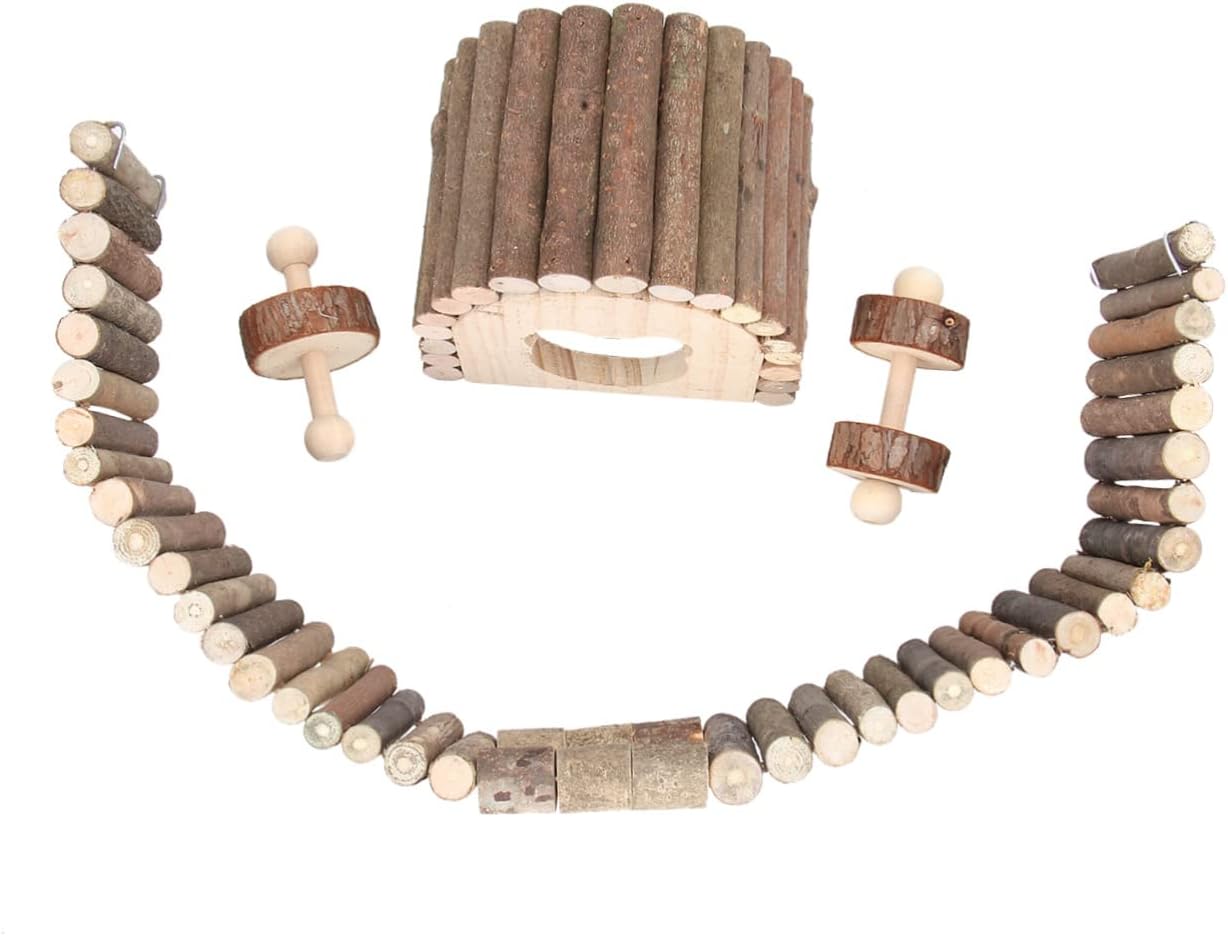 BESPORTBLE Wooden Hamster Toy Fence Set Natural Grinding Teeth Toys for Pets Eco-Friendly Play Area Safe and Fun for Hamsters Mice and Other Animals