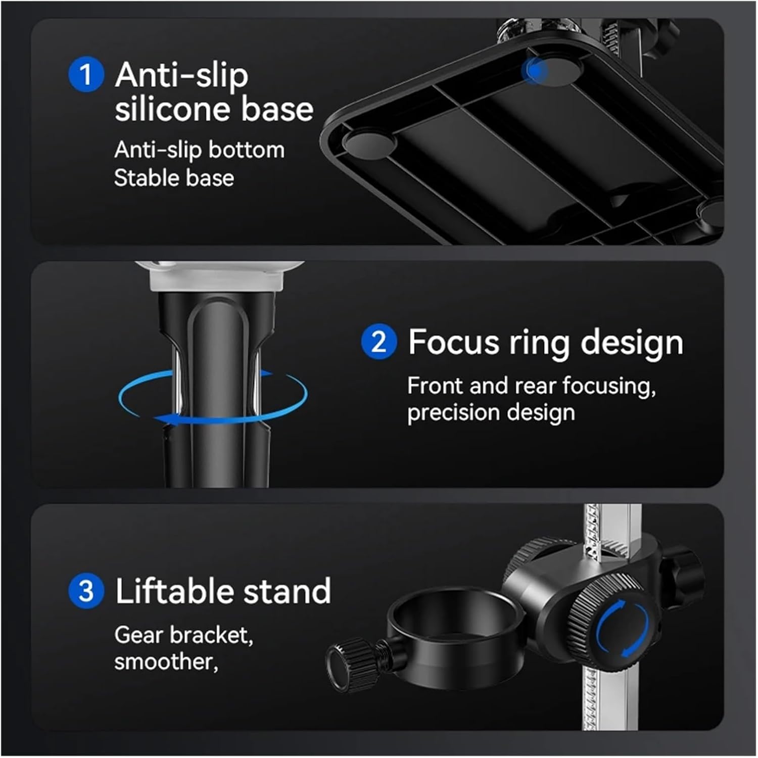 4.3インチデジタル顕微鏡 2MP 1000倍の倍率 8 LEDライト 内蔵ストレージ 電子顕微鏡 大人のはんだ付け用