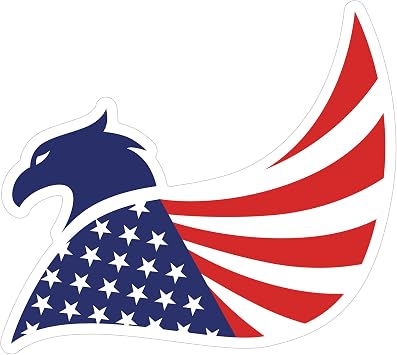 Stickios American Flag Decal - Patriotic Vinyl Bumper Sticker for Cars, Trucks & Vehicle Windows - Made in USA - Regal Eagle 4.8 x 4.3 inches
