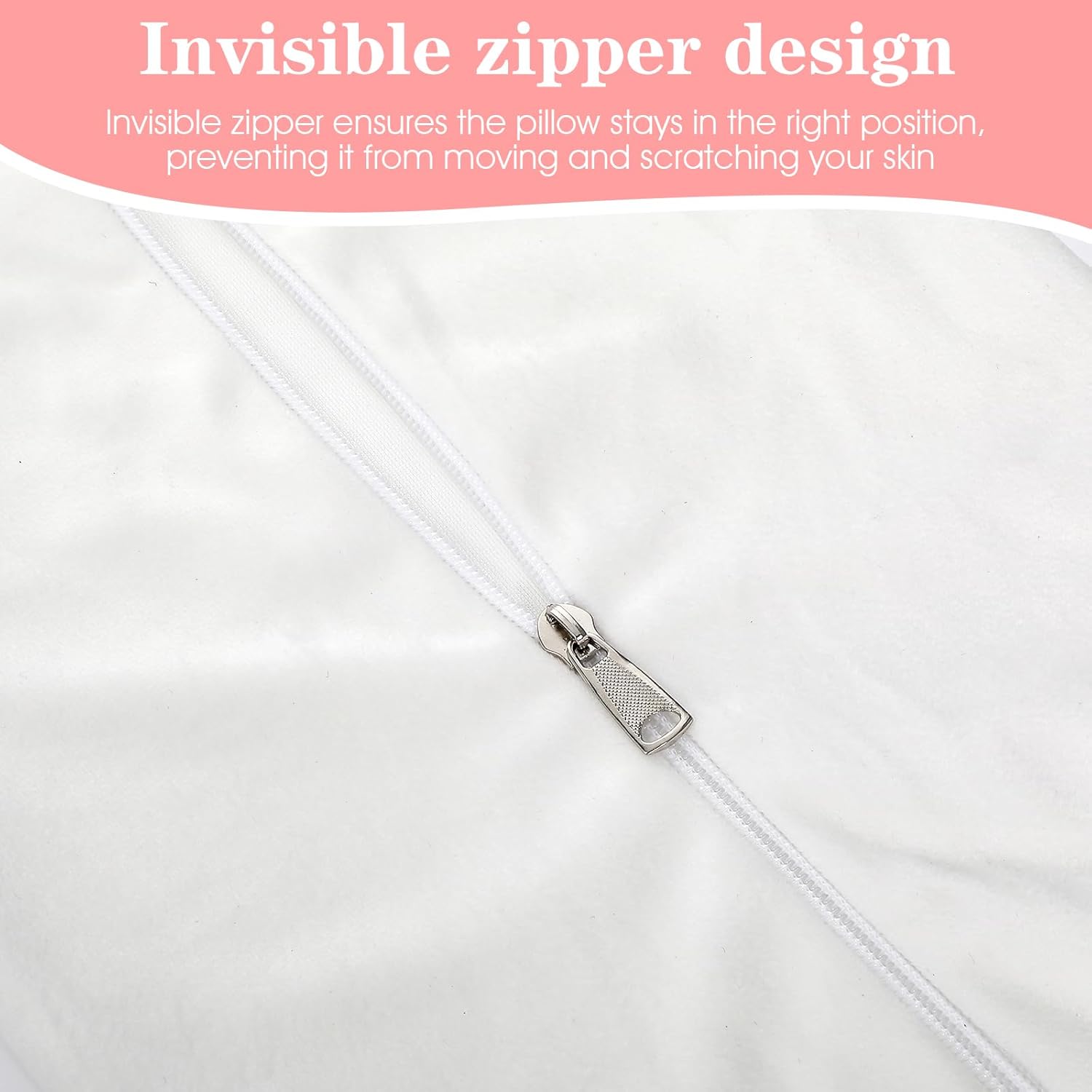 2PCS Neck Roll Pillowcases, 17x4 Inch Round Pillow Covers Cervical Neck Roll Pillow Cover Round Necks Pillows Cover Cylindrical Pillows Covers with Zipper for Home Decor (White) - Image 6