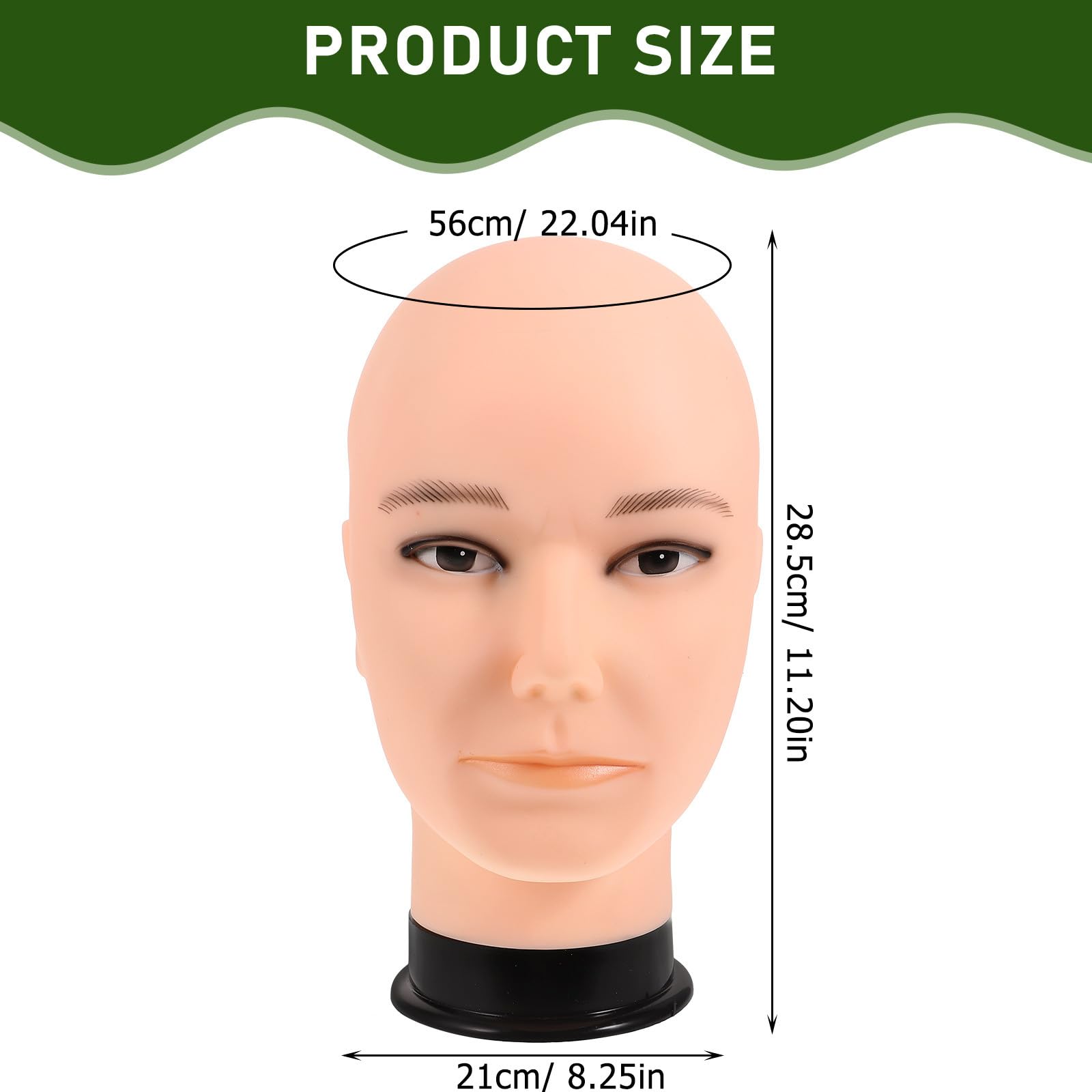 TEHAUX Supporto per Chioma in PVC Circonferenza 56 CM Base per Parrucche e Cappelli Stand per Manichino