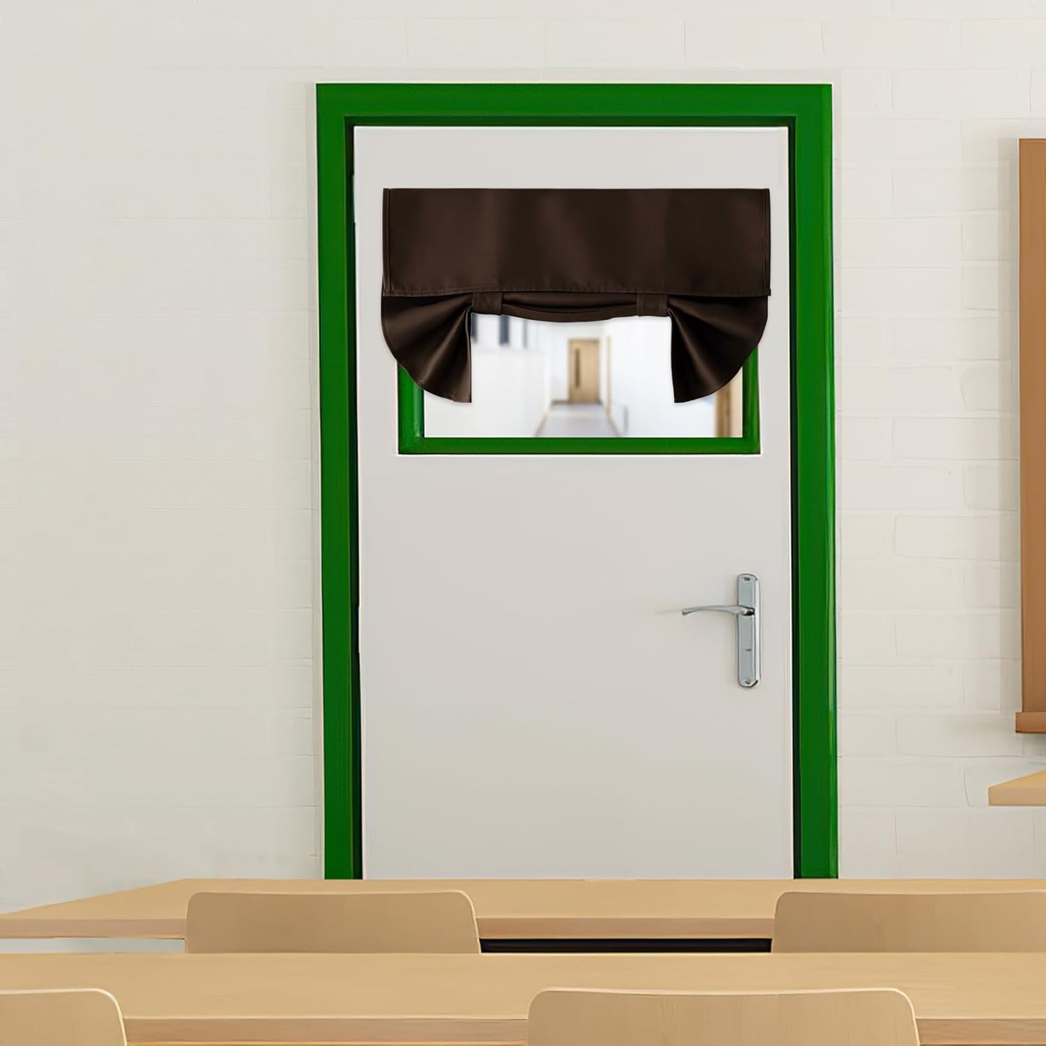 RYB Home Door Window Curtains for Patio Door, Room Darkening Draft Block Short Window Shades Privacy Thermal Insulated Blinds for French Door Window, W26 x L20 inch, Brown, 1 Panel