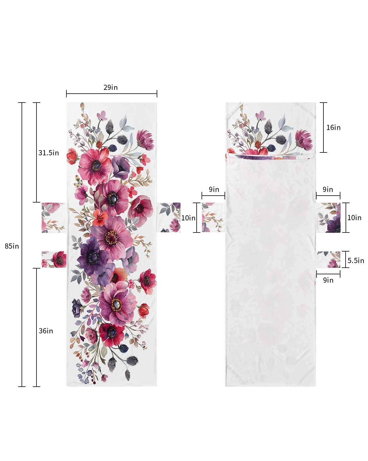 Purple Floral Beach Lounge Chair Towel Cover, Soft Chaise Lounge Towel with Side Pockets Patio Pool Chairs Cover for Beach/Pool Sunbathing 29x85 Eucalyptus Aesthetic Leaves Botanical White