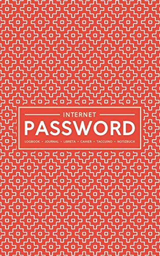Internet Password Logbook | Journal | Libreta | Cahier | Taccuino | Notizbuch: 100 Page Password Book to Track & Organize Your Computer Logins, ... & Usernames: Red Geometric Pattern 192-9