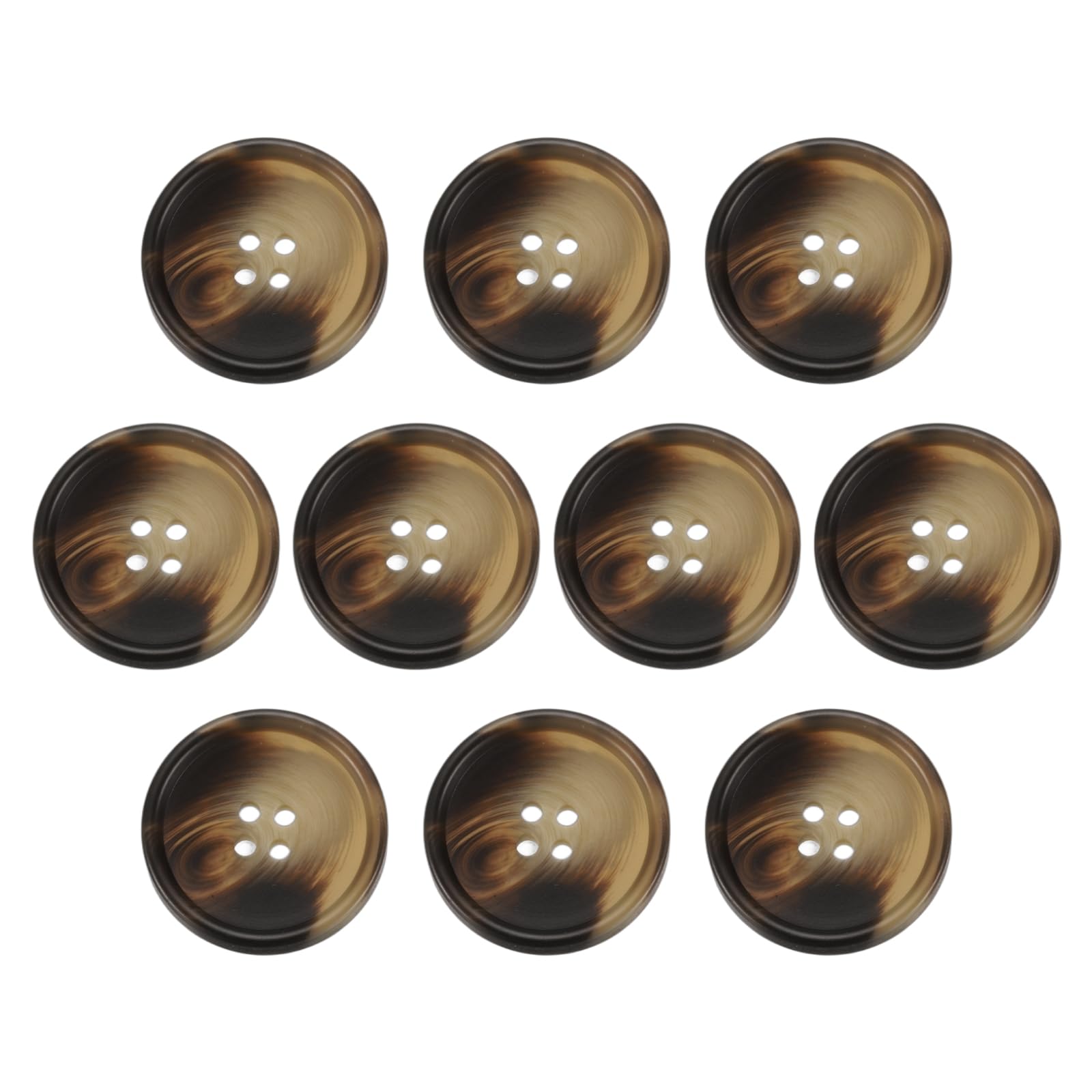sourcing map 10pcs Resin Sewing Button, 28mm 1 1/8-Inch 4 Holes Round Pattern Flatback Buttons for Coat, Suits, Clothes Garment & DIY Crafts, 2#Coffee Brown