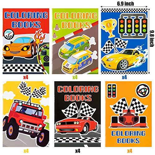 Japbor 24Pcs Race Car Coloring Books Bulk For Kids Party Favors, Racing Small Art Color Book For Goody Bags Birthday Painting Games Gifts, Truck Transportation Themed Diy Doodle Mini Booklet Supplies #TOP1