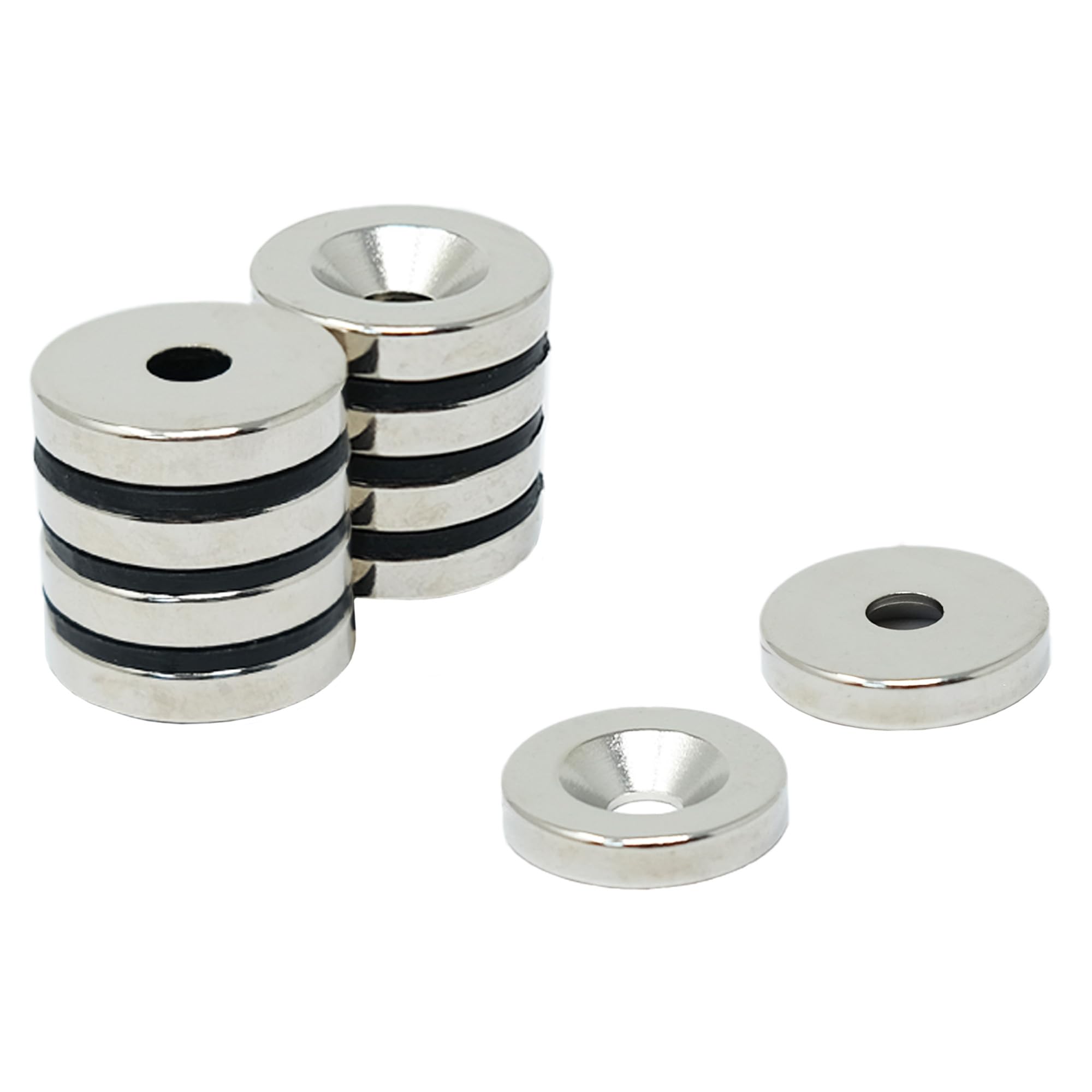 N42 Neodymium Countersunk Magnet for Arts, Crafts, Model Making, DIY, Hobbies, Office and Home - 20mm dia x 4mm thick x 5.2mm c/sink - 6.7kg Pull - North - Pack of 2