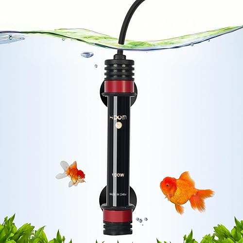 UPETTOOLS Calentador de acuario sumergible para pecera de 78  para acuarios de agua salada o dulce de 100 W con 2 ventosas, protección de alta