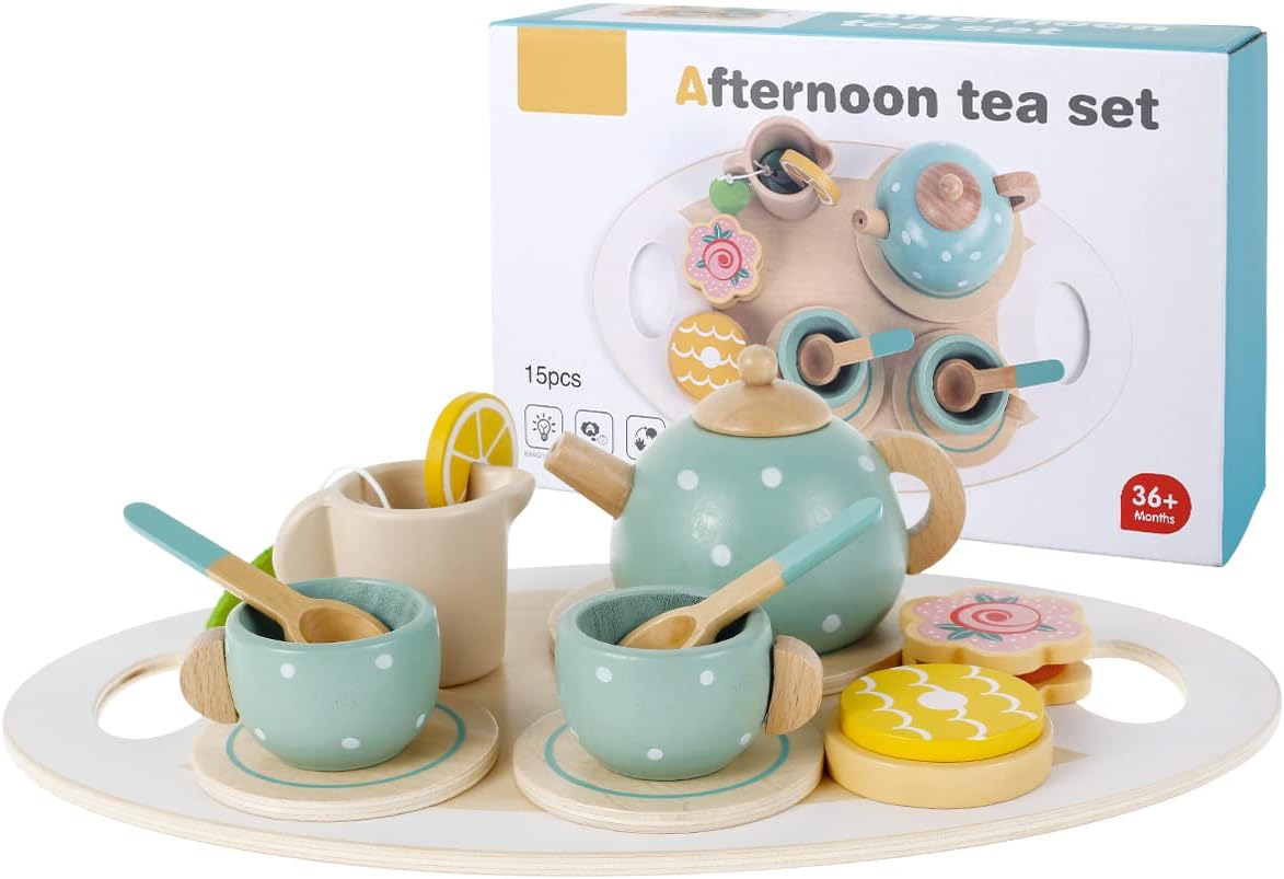 Afternoon Tea Set Toy, Wooden Tea Set for Kids, Tea Party Set for Kids