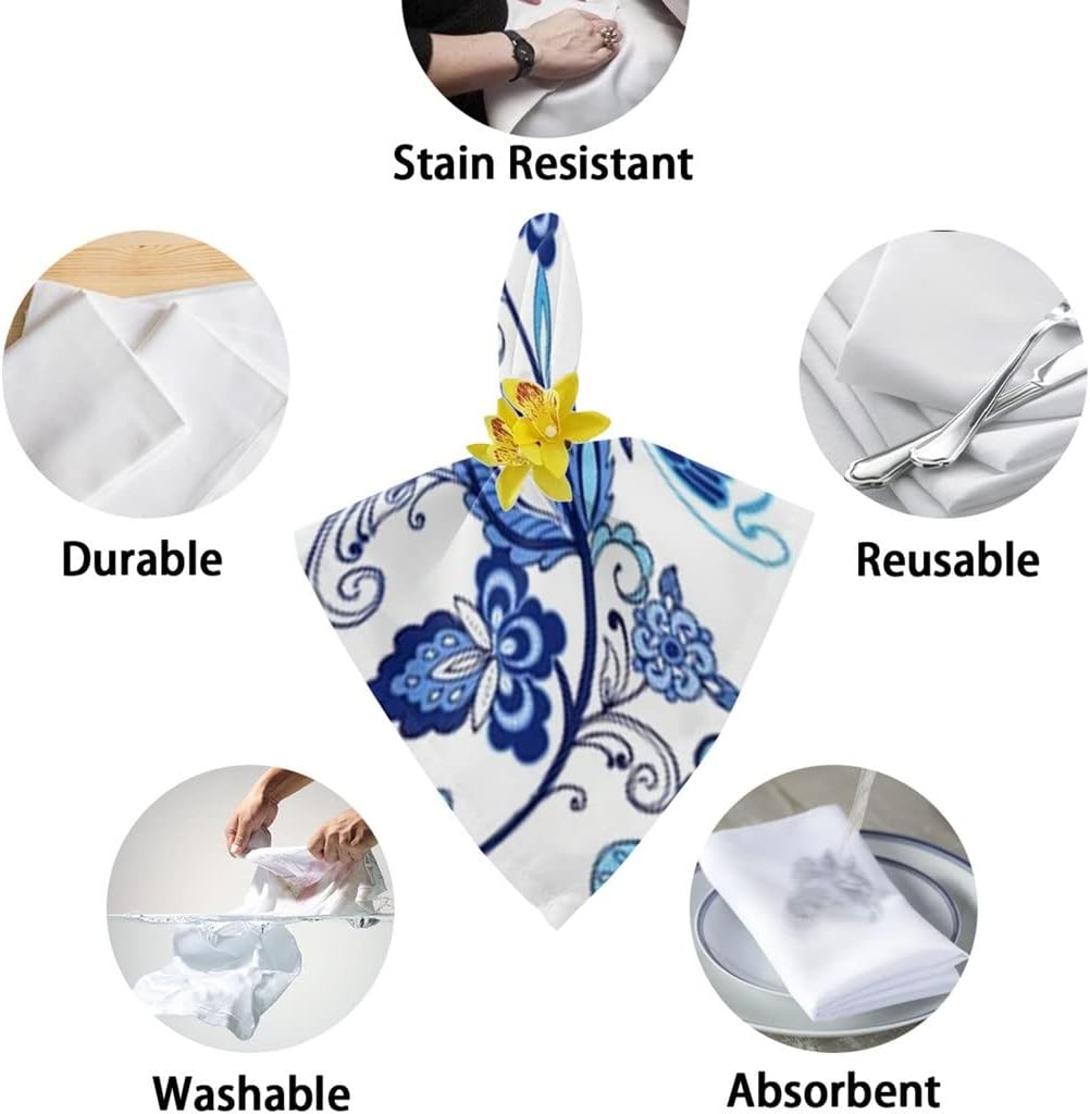Vintage Flowers Table Napkins Cloth Set Handkerchief Wedding Party Placemat Birthday Banquet Tea