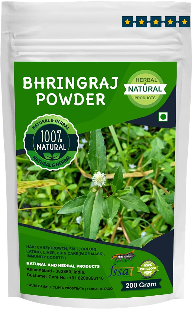 Herbal Bhringraj Leaves Powder/Eating/Liver/Skin/Drinking/Face/Pure/Natural/Organic/Hair Care/Hair Growth/Hair Strong/Hair Conditioner/Hair Wash/False Daisy/Eclipta Prostrata/Yerba de Tago (200 Gram)