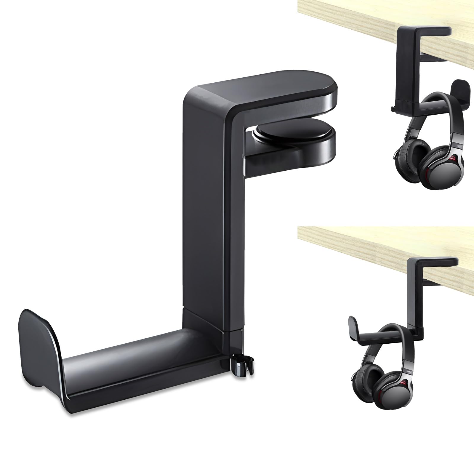 Porta Cuffie da Scrivania Supporto per Cuffie Gaming ABS Metallo Girevole 360° Salvaspazio Nero