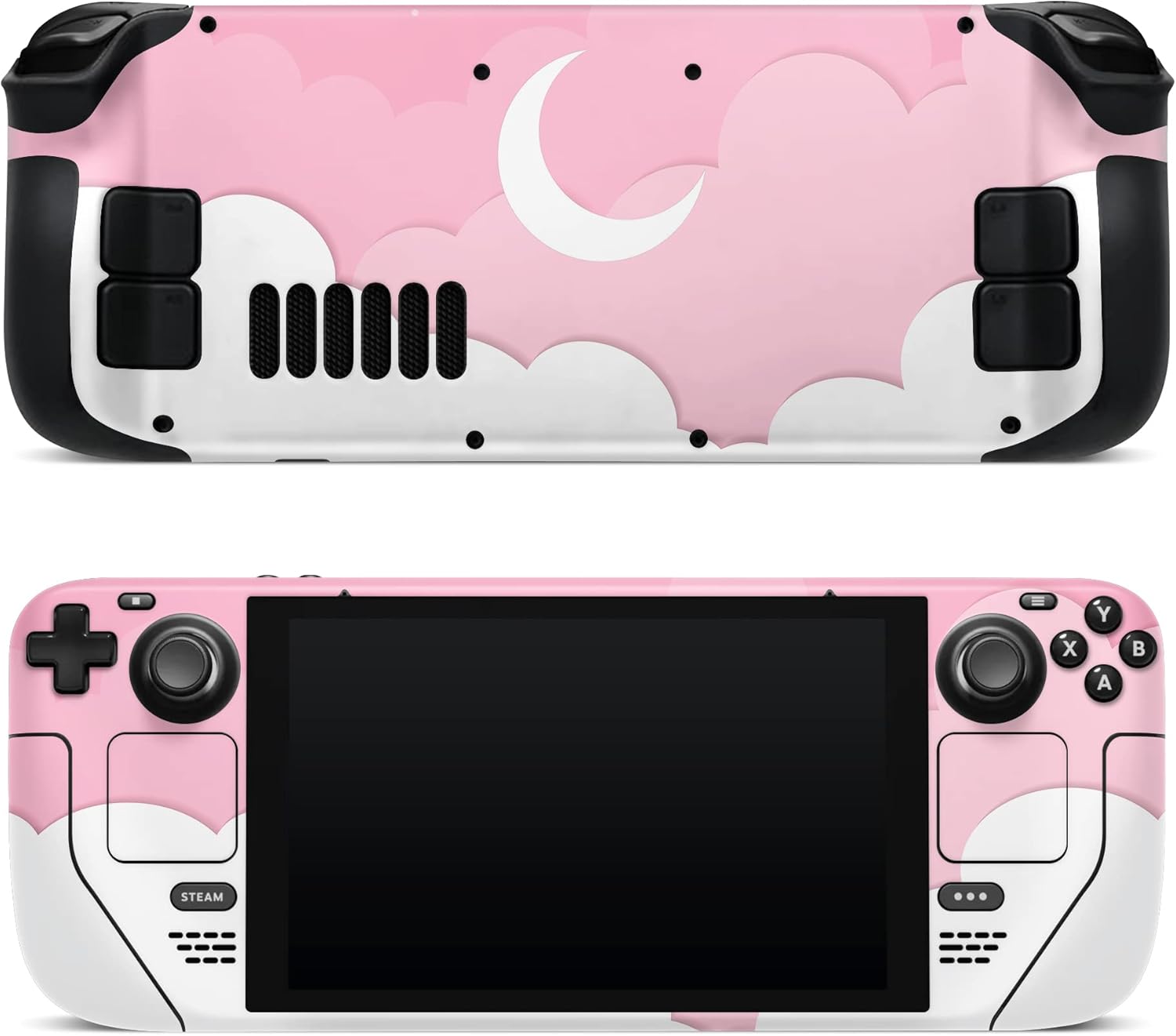 ZOOMHITSKINS Steam Deck Skin, Compatible with Steam Deck Skins, Pink Moon Star Anime Cute Kawaii, Protective Skin Wrap Set for Valve Steam Deck Accessories, Durable 3M Vinyl Decal, Made in The USA