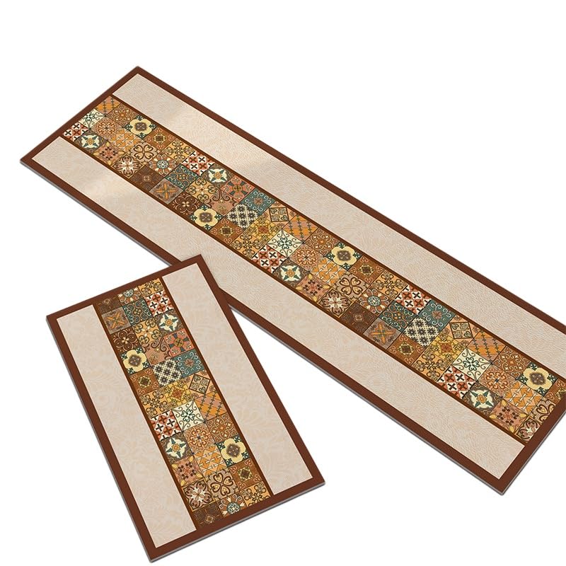 Tapis cuisine bohème vintage 40x60 cm antidérapant et lavable