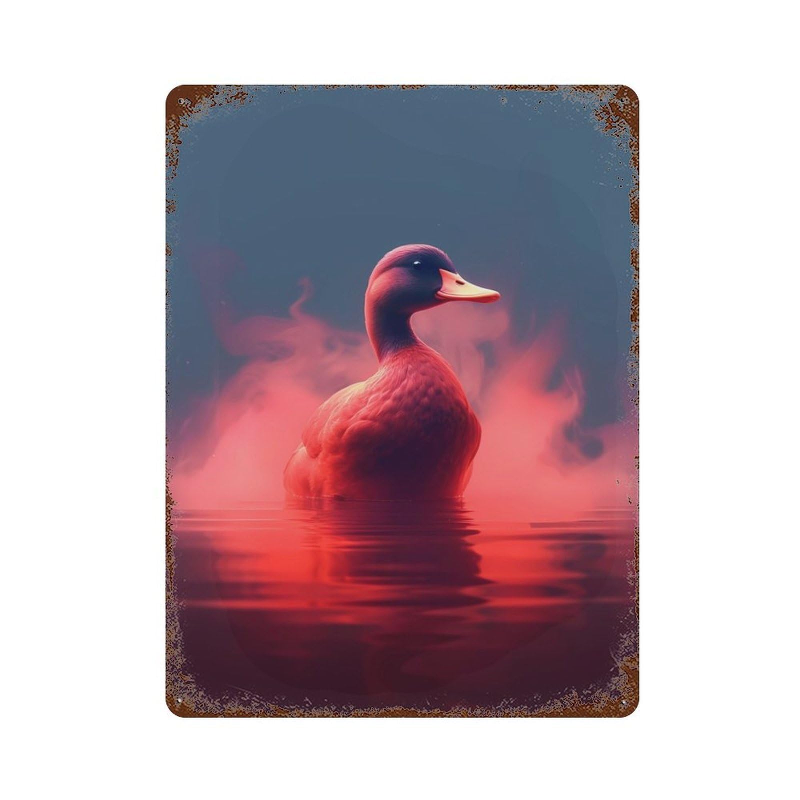 Vintage Metal Tin Sign Duck Animals 15.7"x11.8", Industrial Home Decor for Farmhouse, Kitchen And Entryway Decor